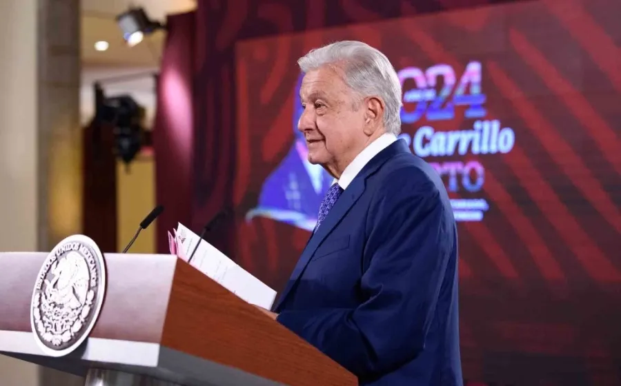 El presidente Andrés Manuel López Obrador, en su conferencia matutina desde Palacio Nacional. Foto Presidencia