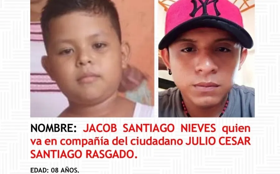 Urge localizar a ambas personas, especialmente al menor. 