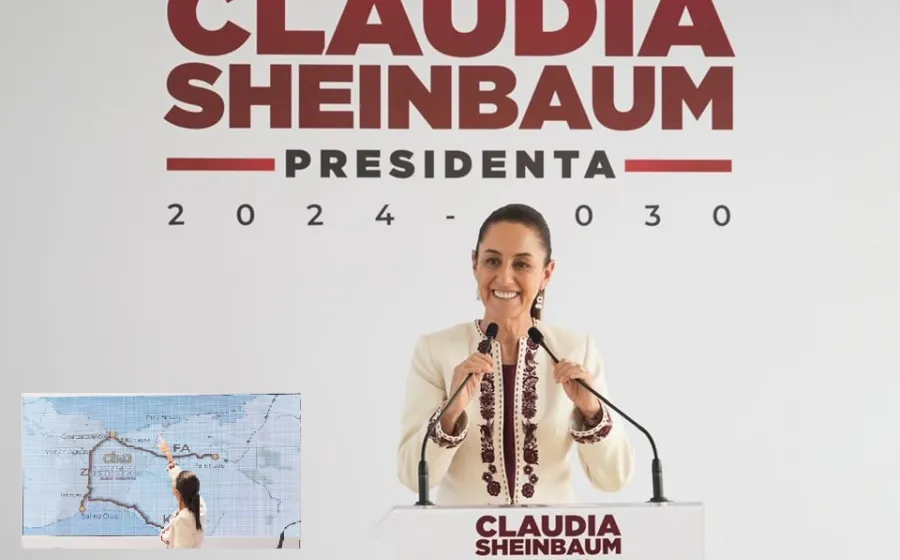 La presidenta electa Claudia Sheinbaum informó que el Tren Maya será conectado a Puerto Progreso y el Interoceánico a Dos Bocas. Foto: Agencias