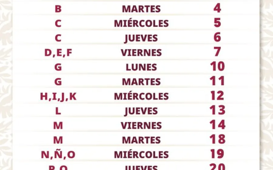 Calendario de pagos del programa de Adultos Mayores.