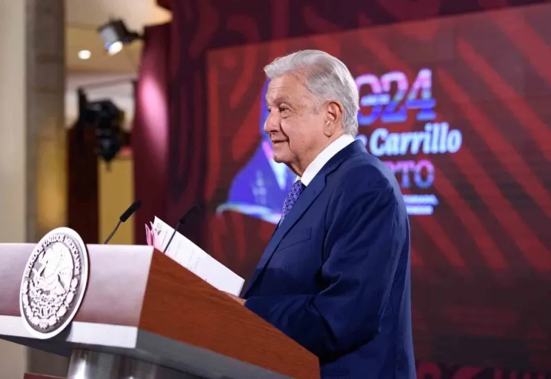 El presidente Andrés Manuel López Obrador, en su conferencia matutina desde Palacio Nacional. Foto Presidencia